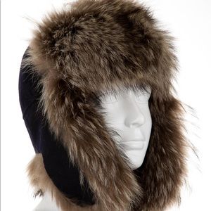 Loro Piana Cashmere Racoon Trapper Hat